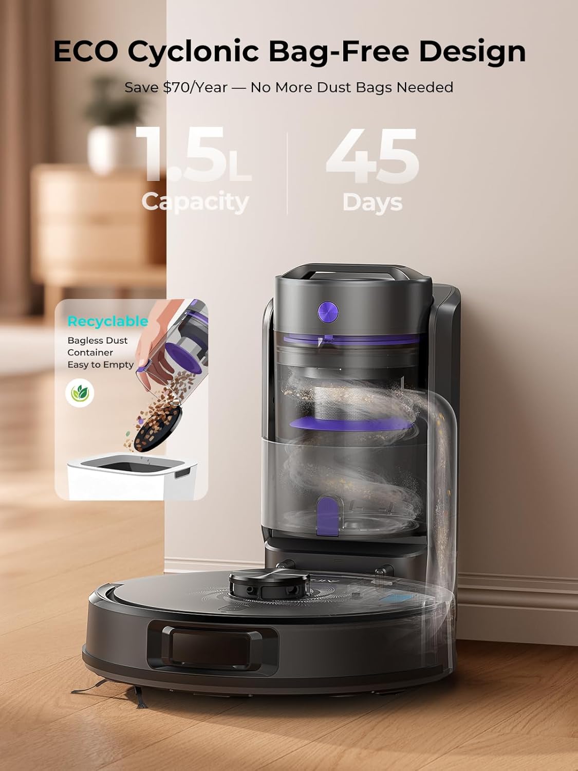Robot Vacuum and Mop, Upgraded Bagless Robot Vacuum Cleaner with Self-Emptying, 6000Pa Robotic Vacuum with LiDAR Navigation, Smart Mapping, Schedule, App/Alexa Control for Carpet/Pet Hair, Q20 Ultra