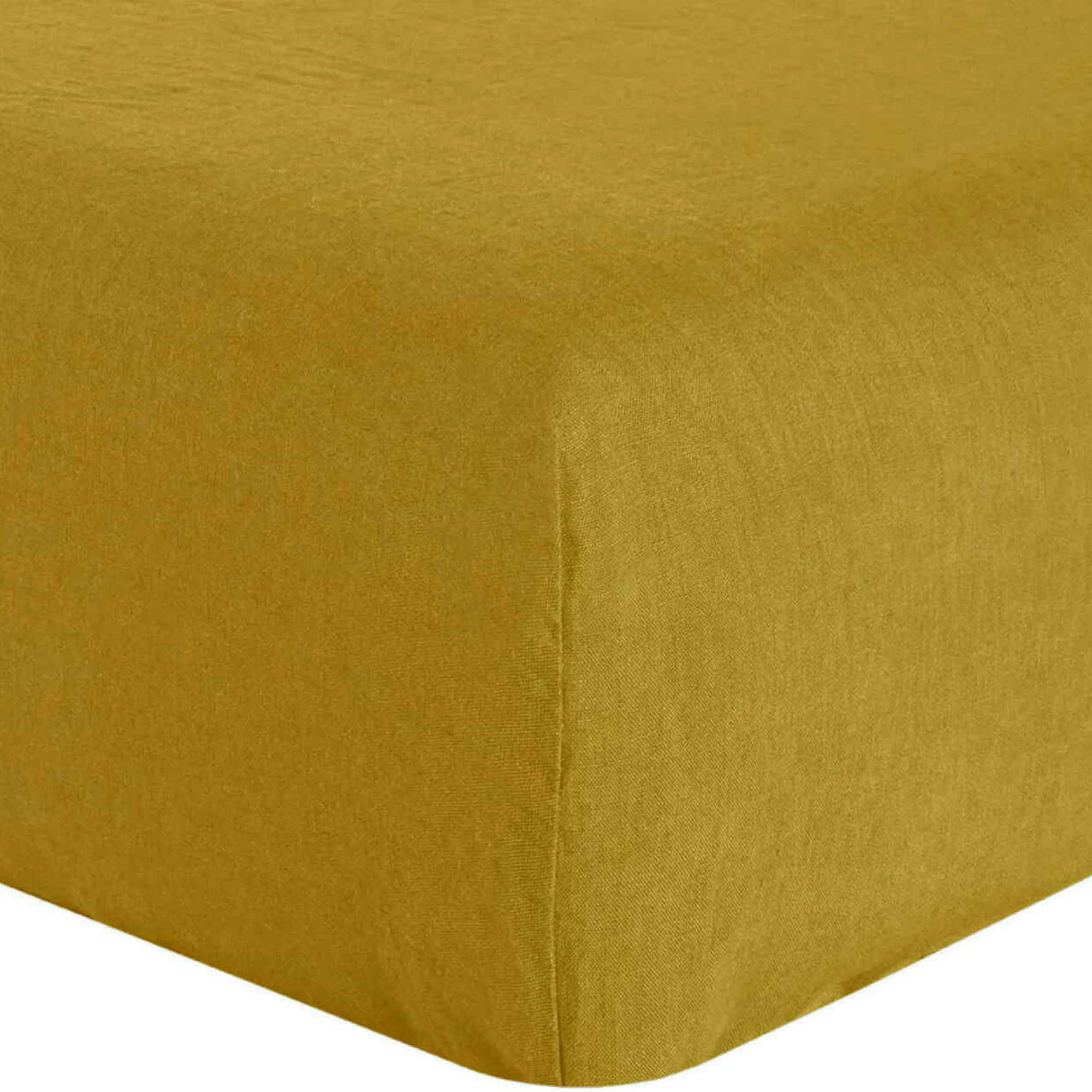 - Drap housse lin lavé jaune 200x200 cm