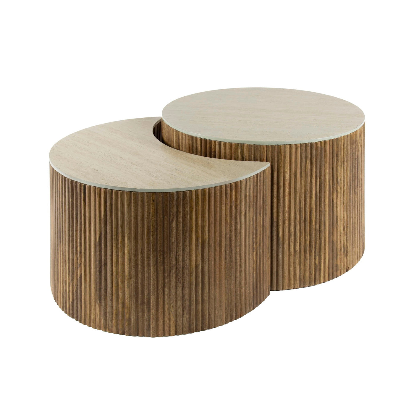 Giga Meubel Salontafel Nuovo - Travertin - Set Van 2 - 60x60x40cm