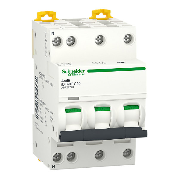 Disjoncteur 20A - iDT40T Acti9 - 6kA - courbe C - 3P N