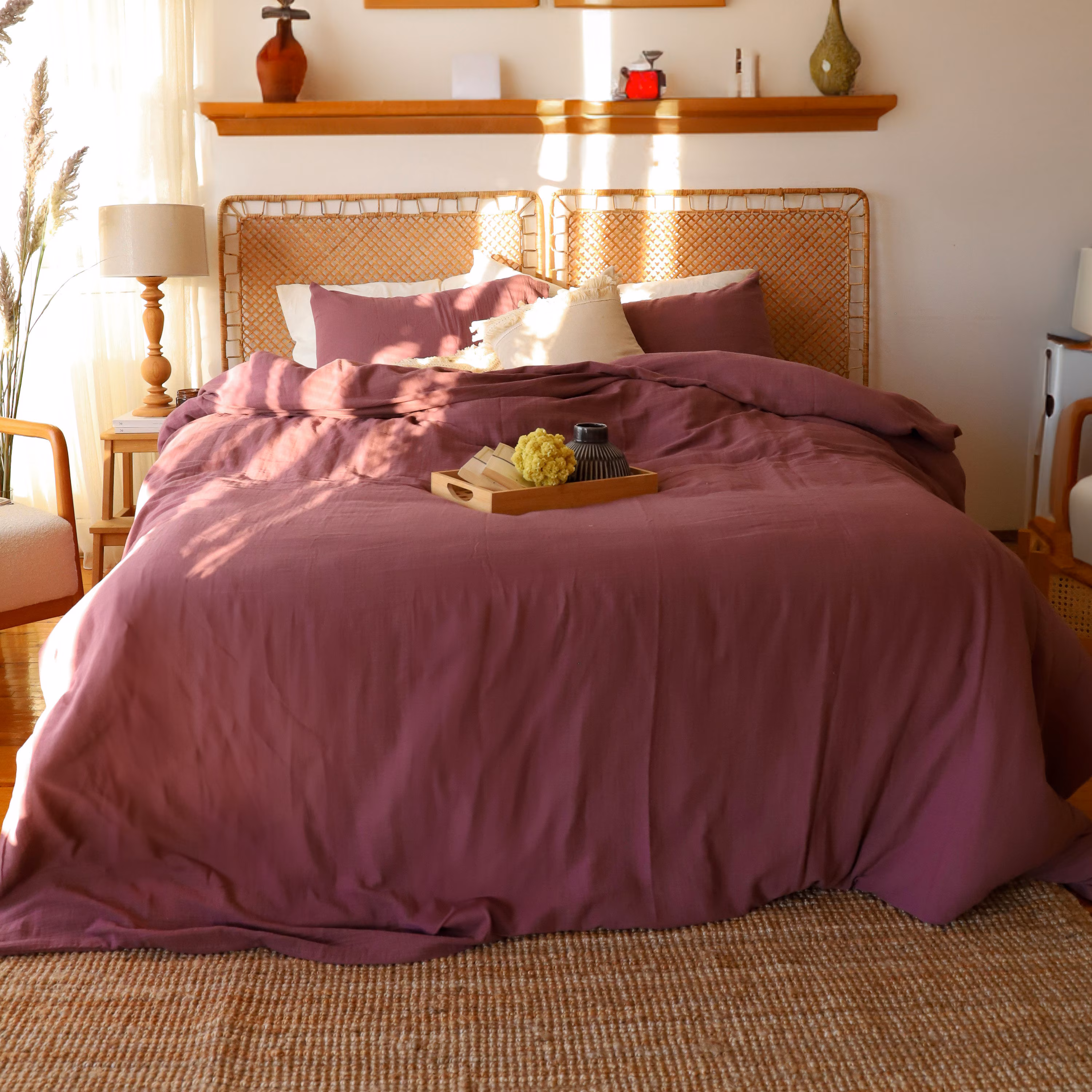 Muslin Duvet Cover Set in 4 Layer Turkish Cotton Gauze, Luxury Boho Bedding, Queen King & Custom Sizes, 6 Colors