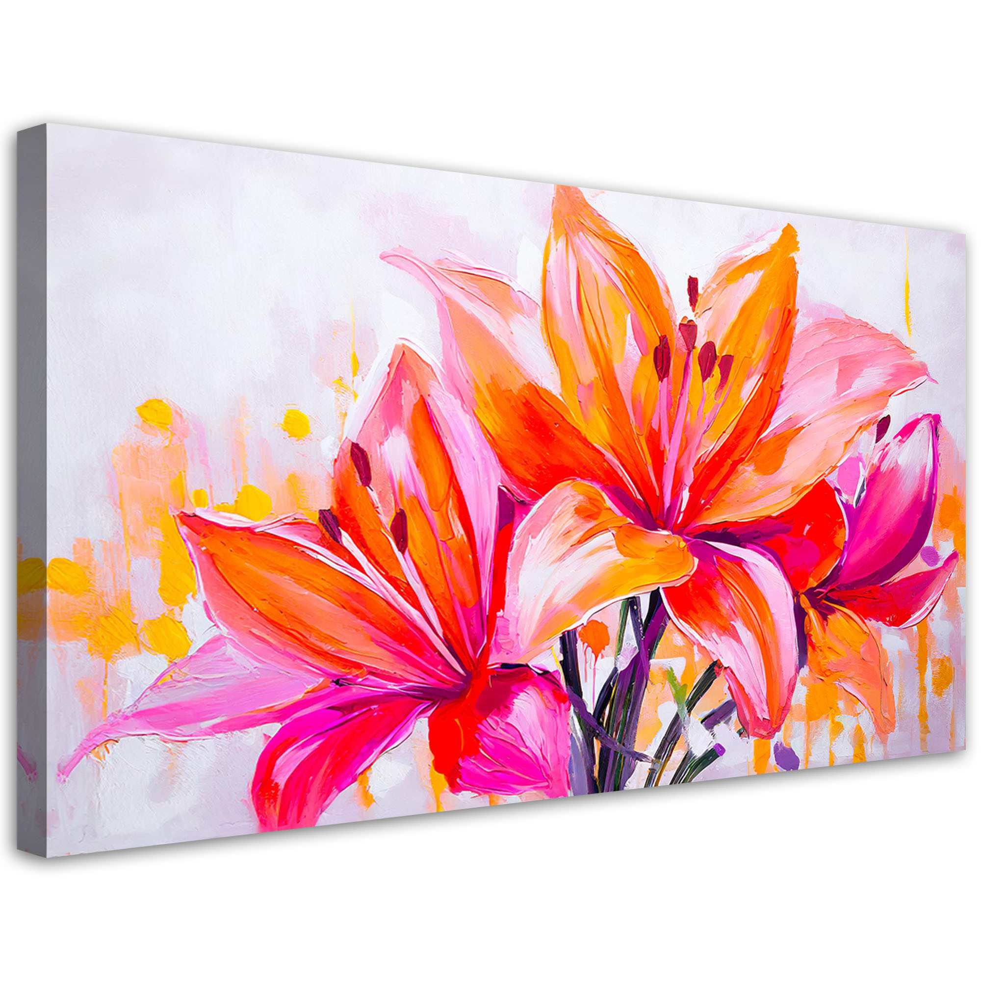 Feeby Obraz do sypialni, Kwiaty Lilii Akwarela 80x40