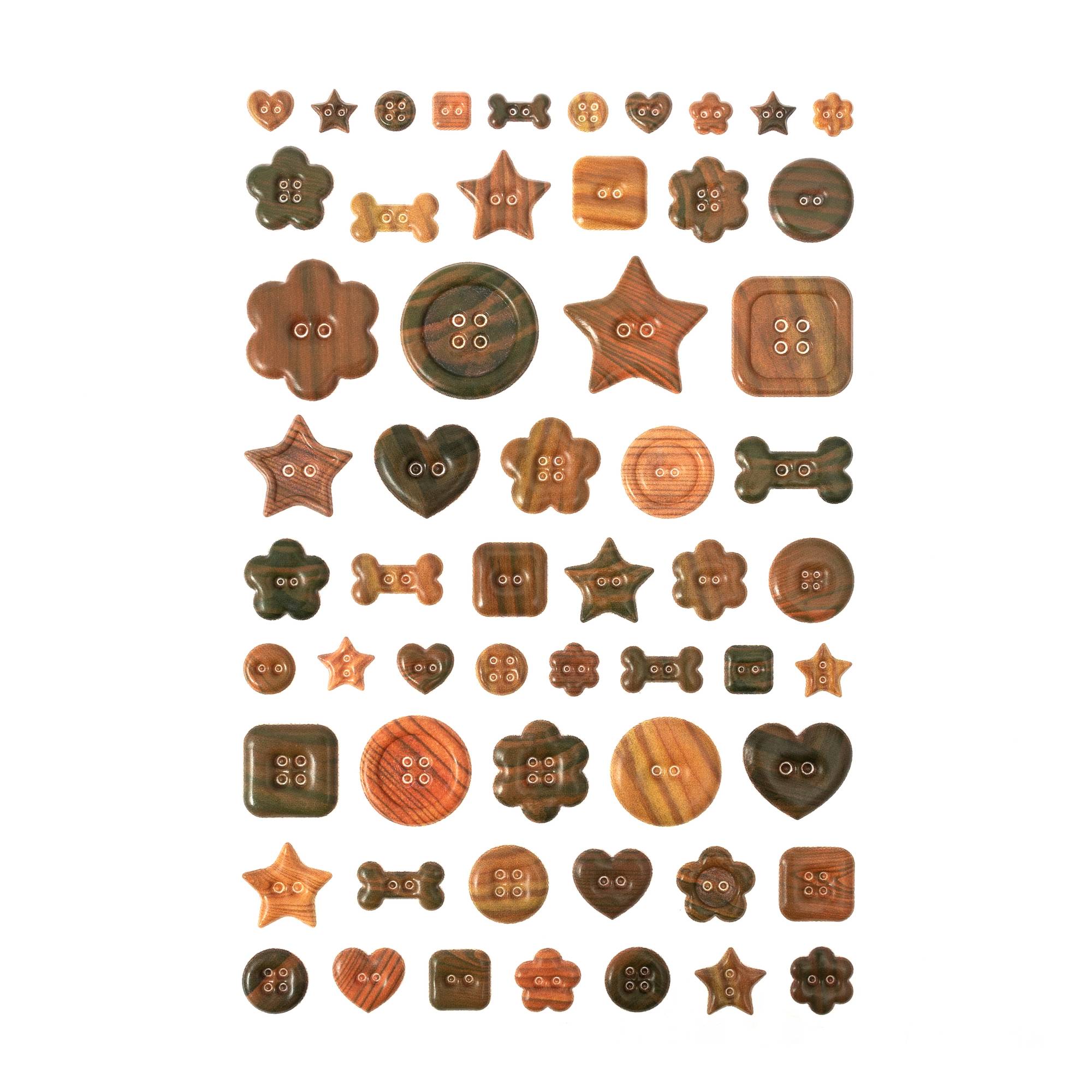 Brown Button Puffy Stickers