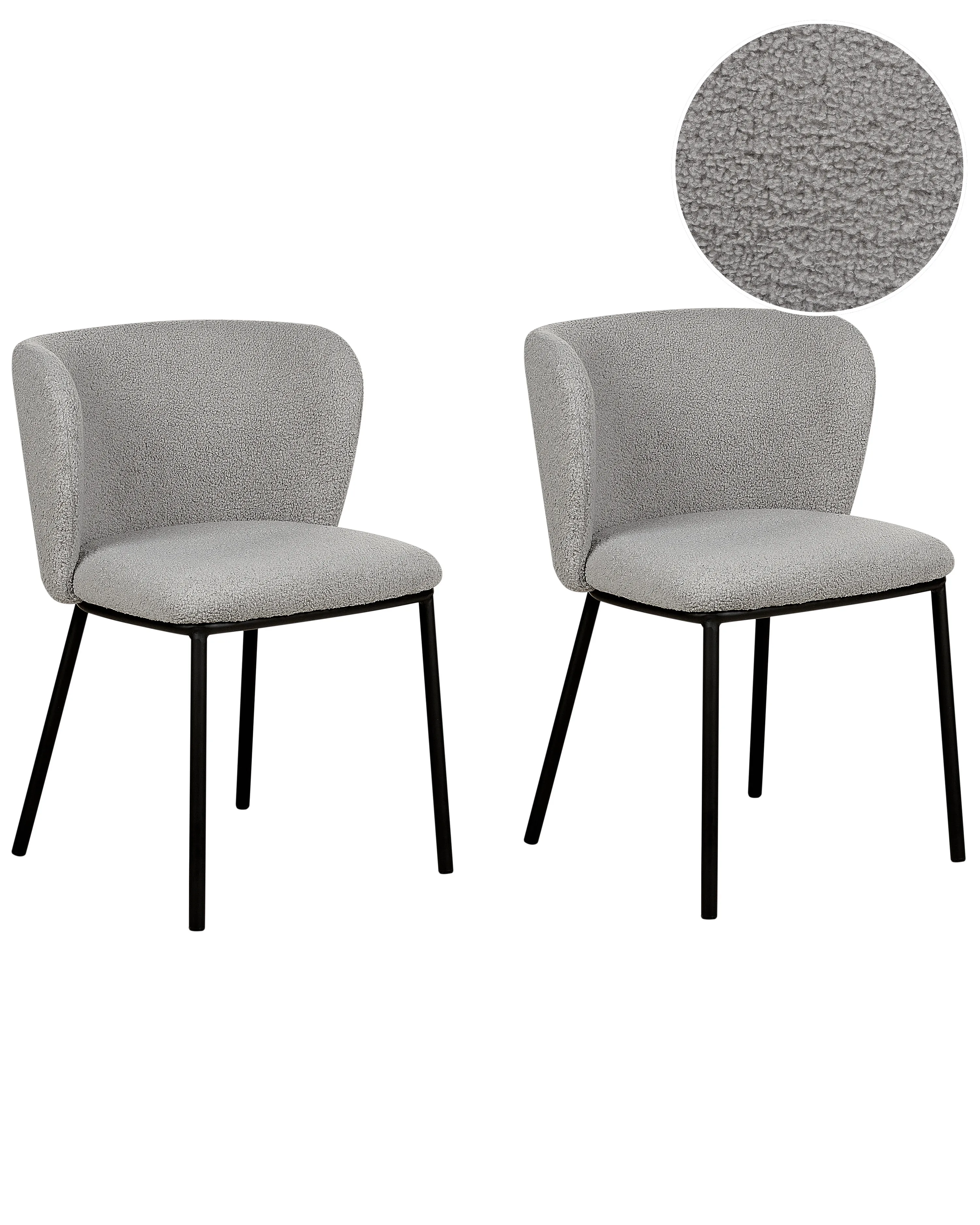 Set of 2 Dining Chairs MINA Boucle Grey