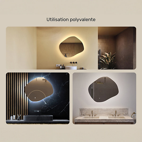 Miroir Salle de Bain LED - ARTFORMA - Ovale - 64x54cm - LED Dual   Interrupteur tactile