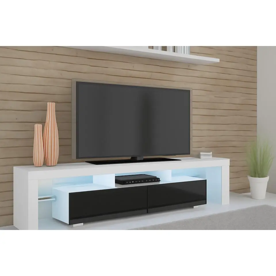 Panama TV-meubel 190 x 45 x 35 cm Glanzend zwart fronten zonder verlichting