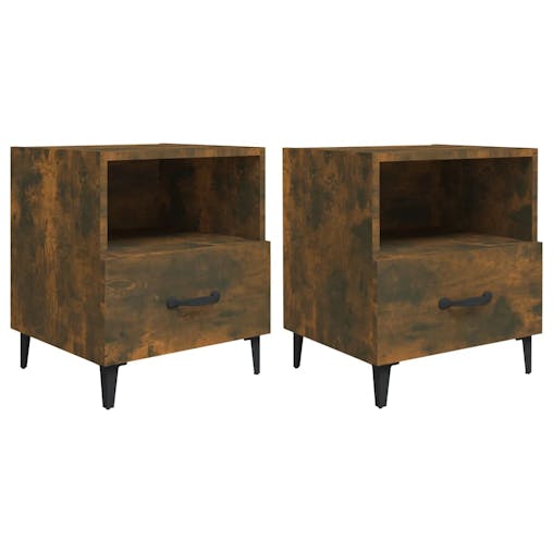 NNEVL Bedside Cabinets 2 pcs Smoked Oak Engineered Wood