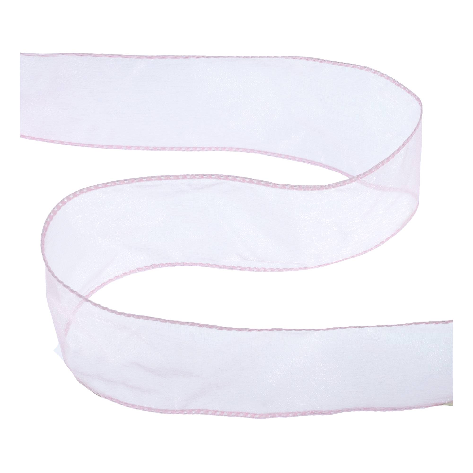 Pale Pink Wire Edge Organza Ribbon 63mm x 3m