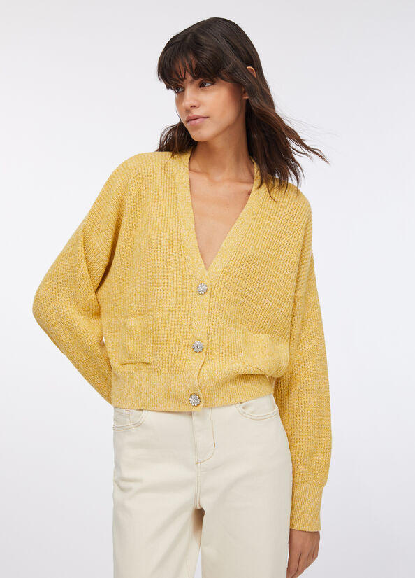 Cardigan con bottoni gioiello