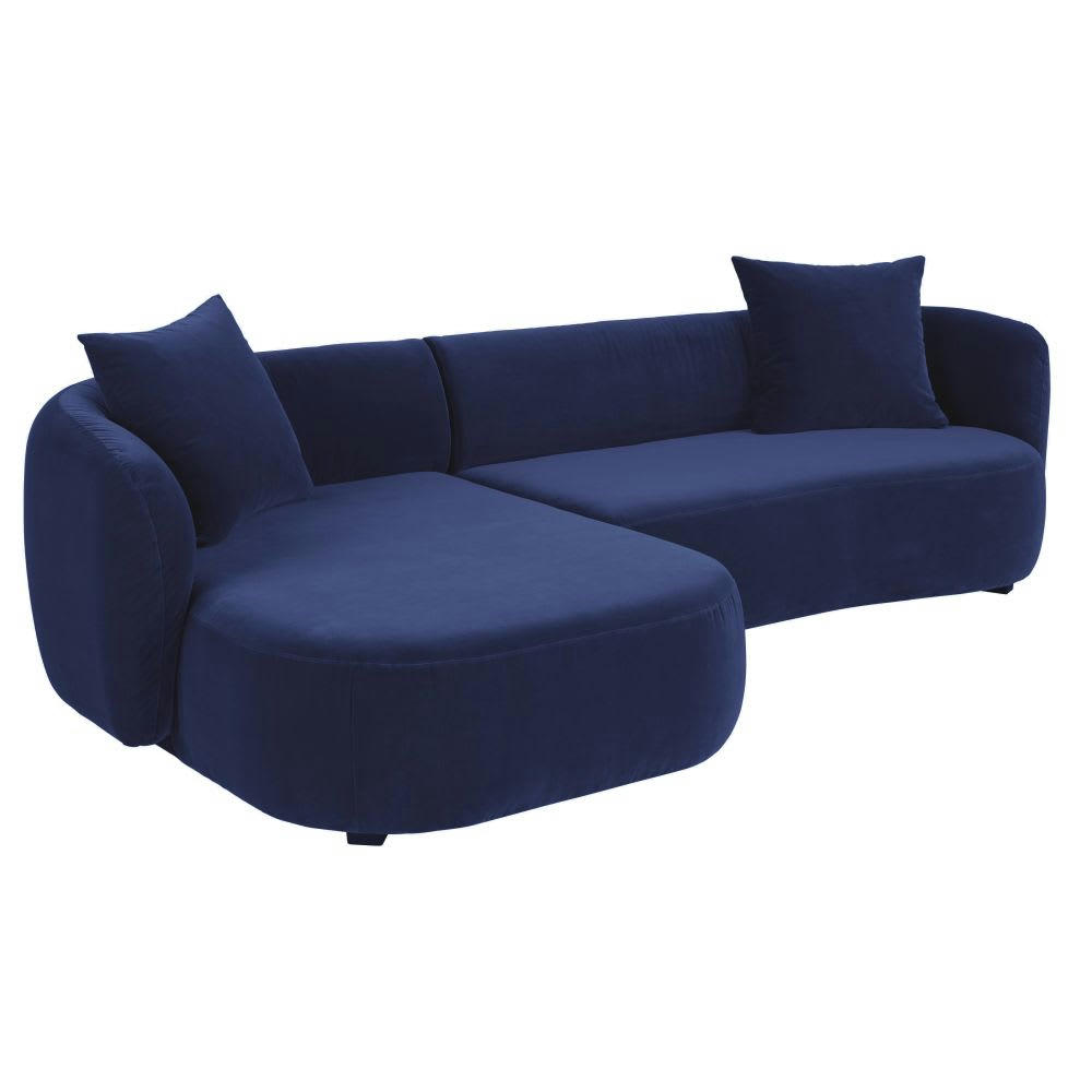 Curve - Canapé d'angle gauche 4/5 places en velours bleu nuit