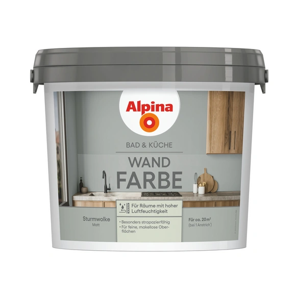 Wandfarbe »Bad & Küche«, Sturmwolke, matt, 2,5 L