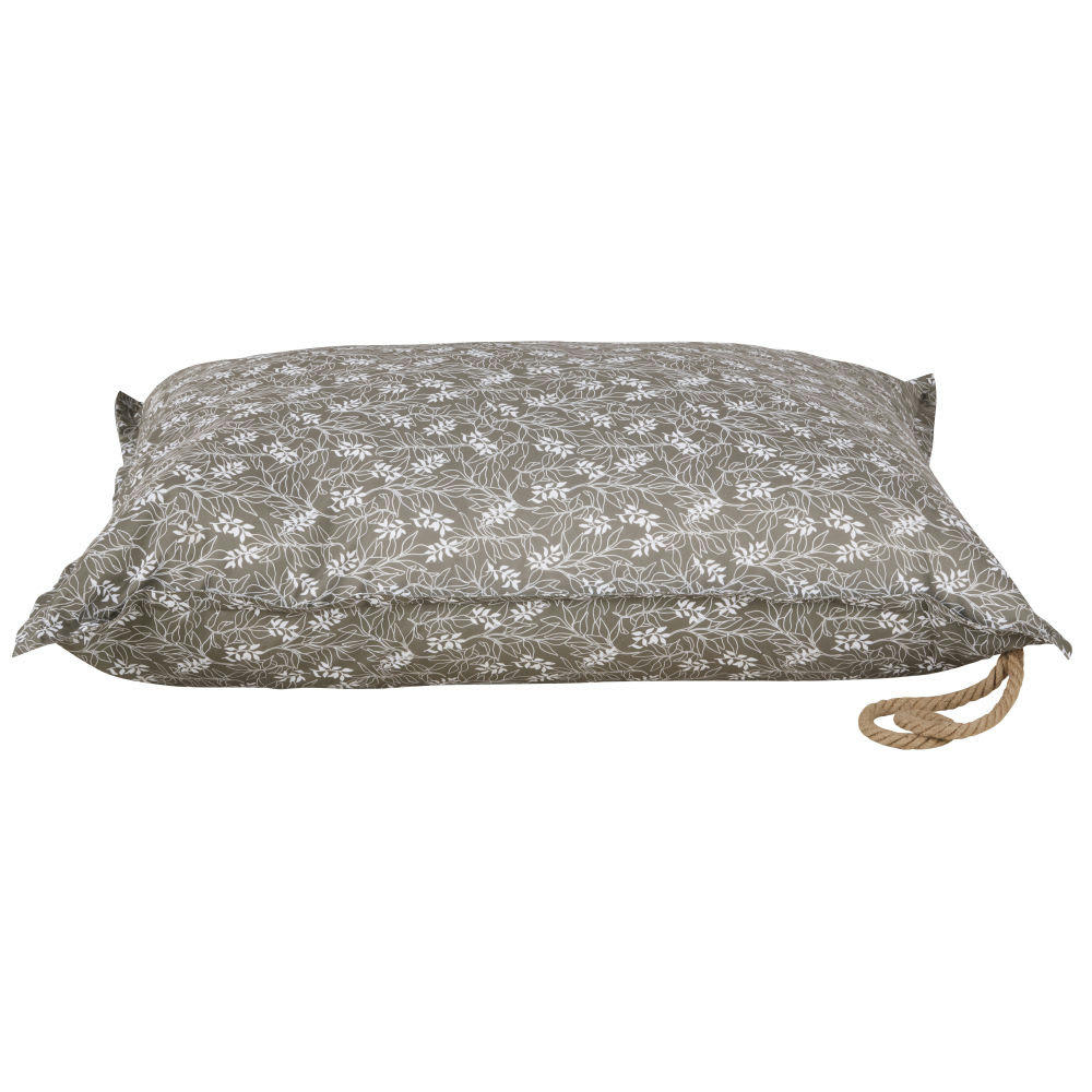 ROMY - Pouf géant vert olive, noir et blanc 170x130