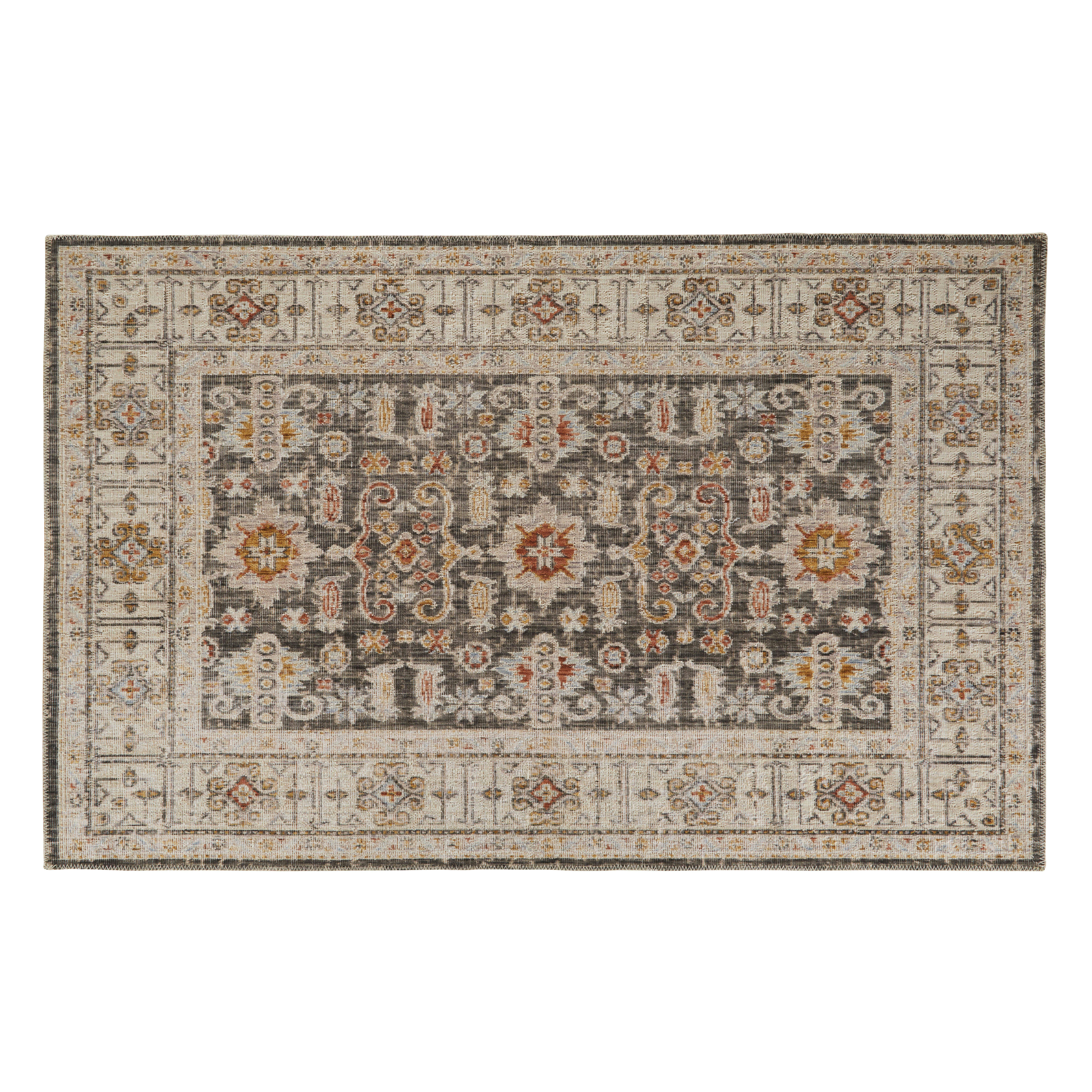 INES - Tapis style oriental tufté jacquard en laine écrue 160x230