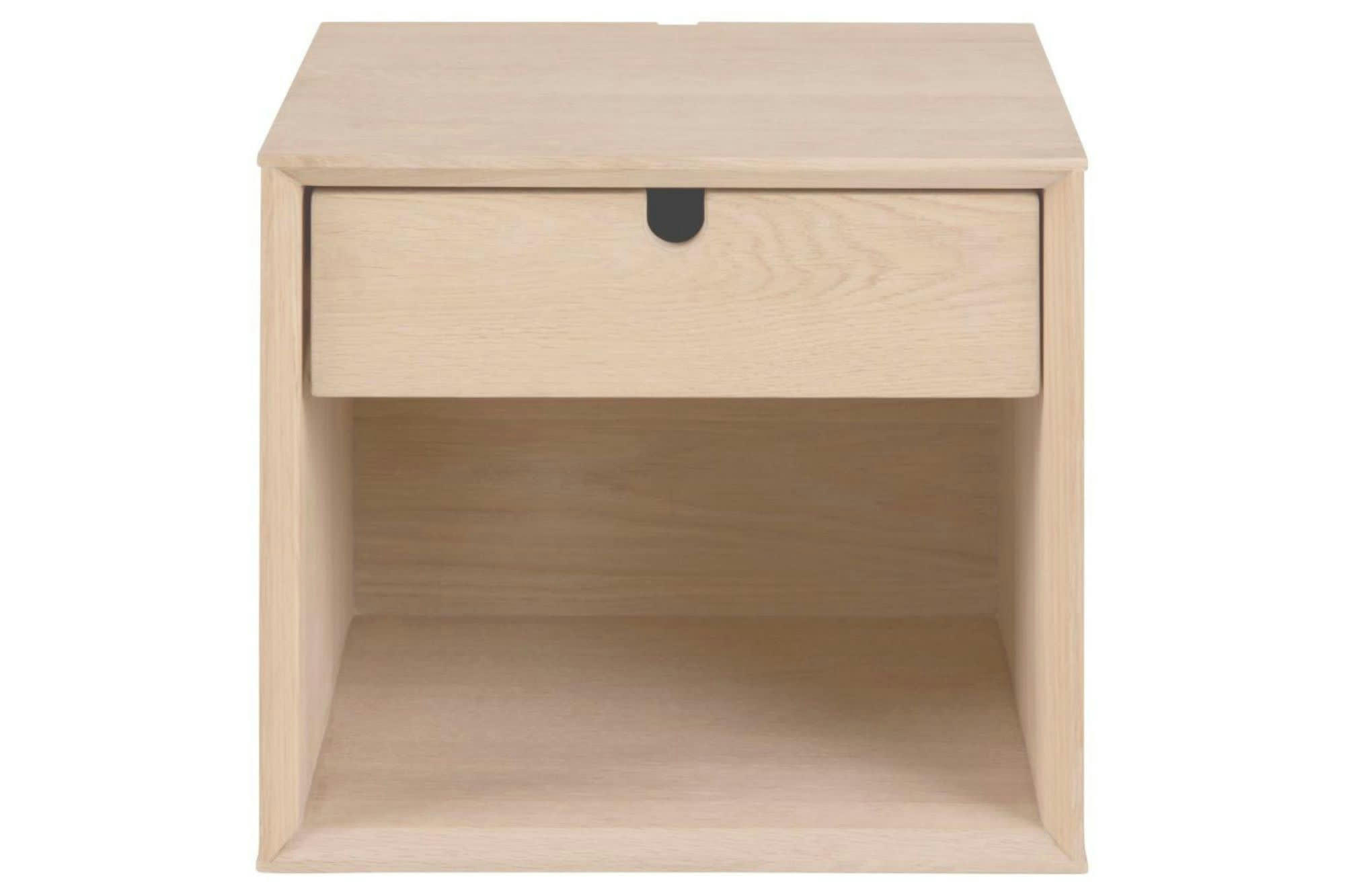 CENTIOR - Chevet suspendu cube en finition bois avec une niche et un tiroir