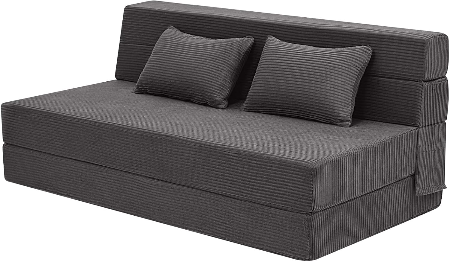 MeMoreCool Boneless Folding Sofa Bed Queen, Corduroy Convertible Sleeper Chair, Foldable Foam Mattress Chair, Comfy Fold‑Out Futon Couch Bed, Large Floor Sofa Couch for Living‑Room Guest