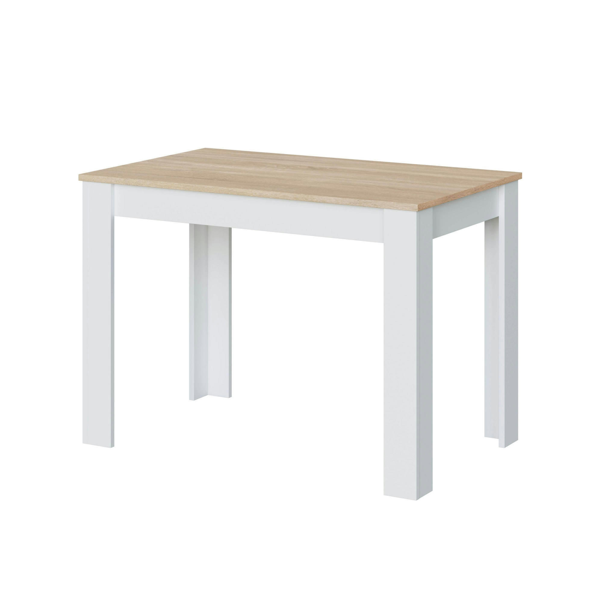 LOWELL - Table fixe effet bois 109x67 cm blanc et chêne