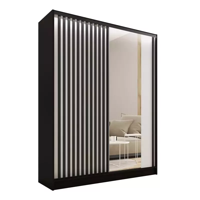 Szafa przesuwna z lustrem i lamelami 150 cm LAMEL 3D Biały