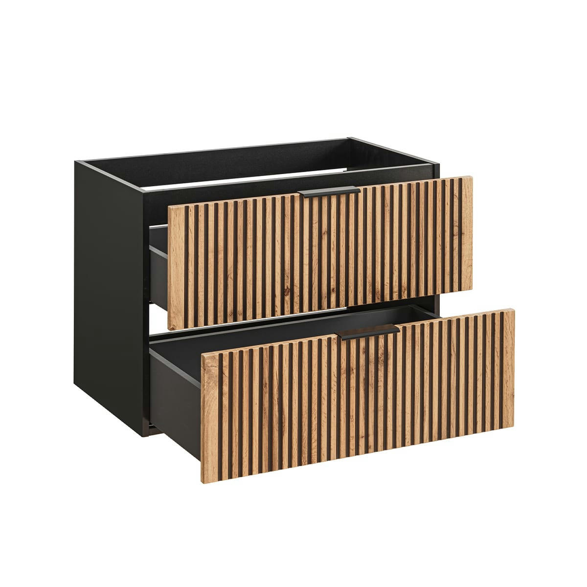 - Meuble sous-vasque 80cm naturel et noir