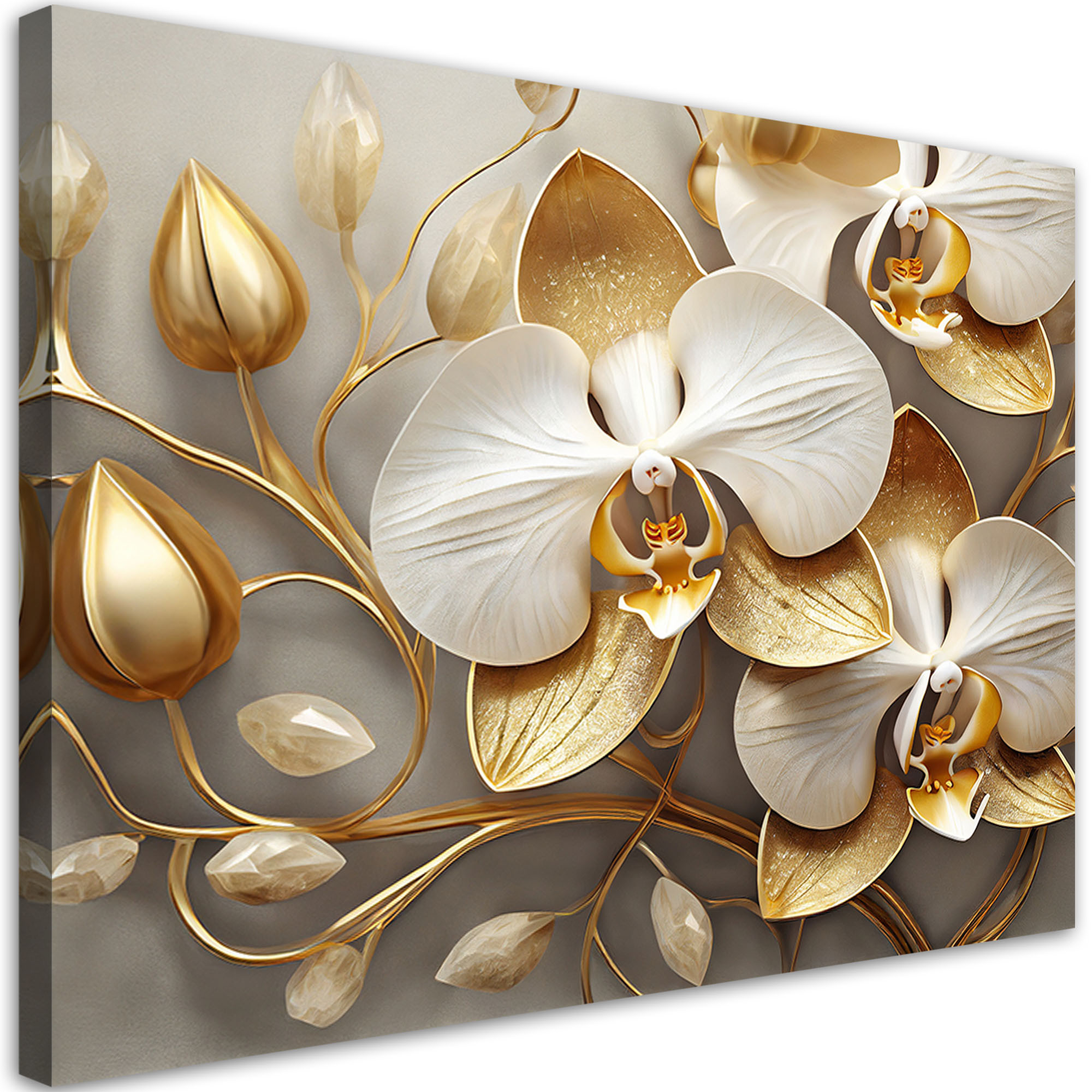 Feeby Obraz, Orchidea glamour złoty 60x40