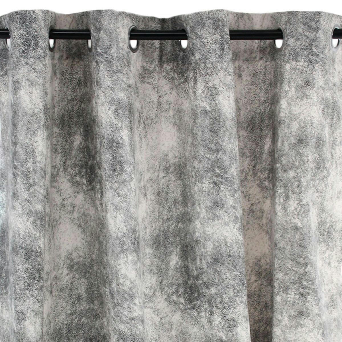 HAVANE - Rideau à oeillets aspect cuir blanc 140x250