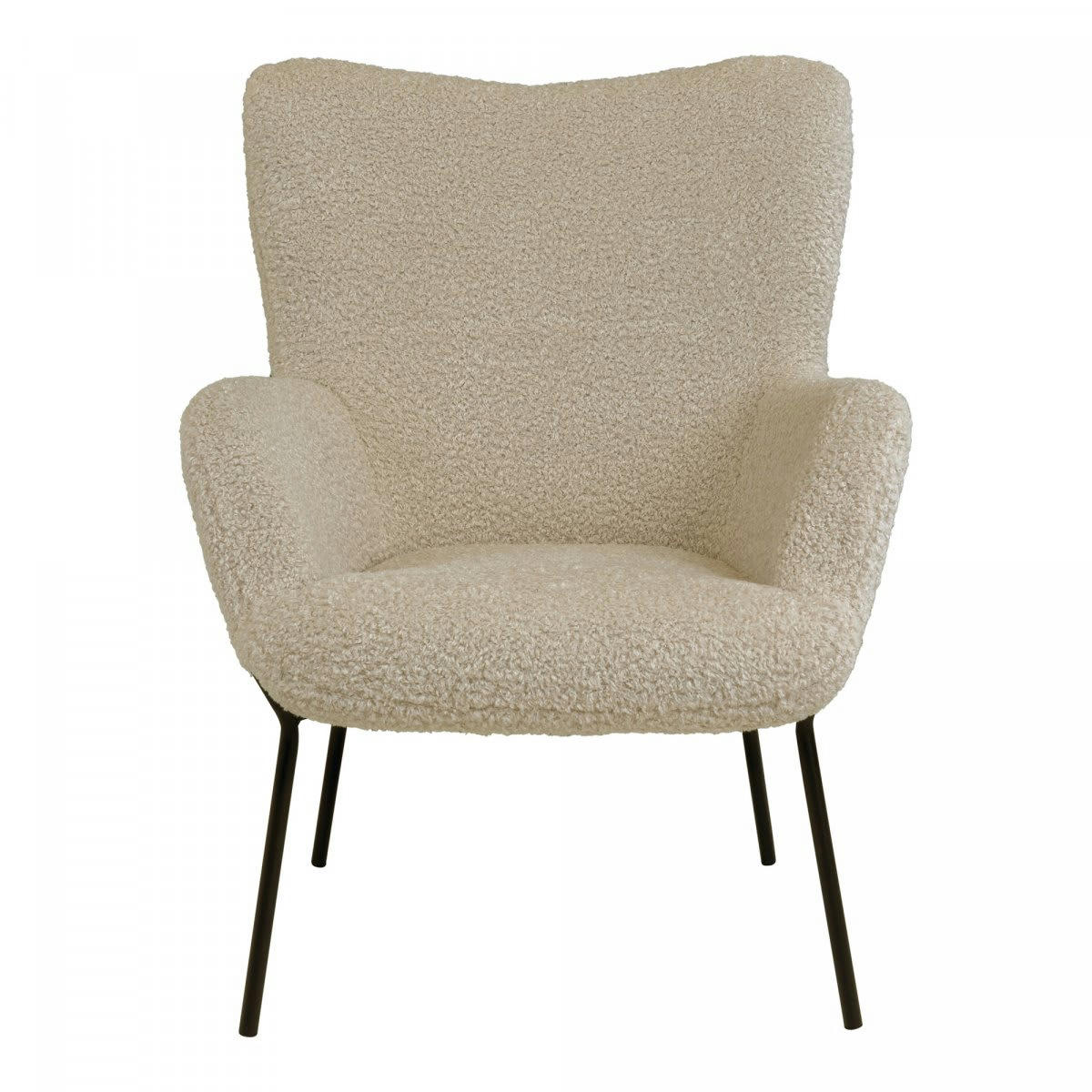 NIETO - Fauteuil lounge moderne et pieds en métal noir beige