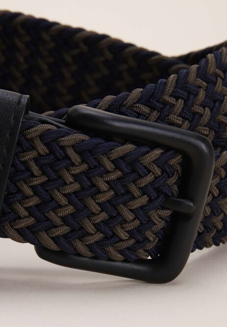 Mens Black Knitted Stretch Belt