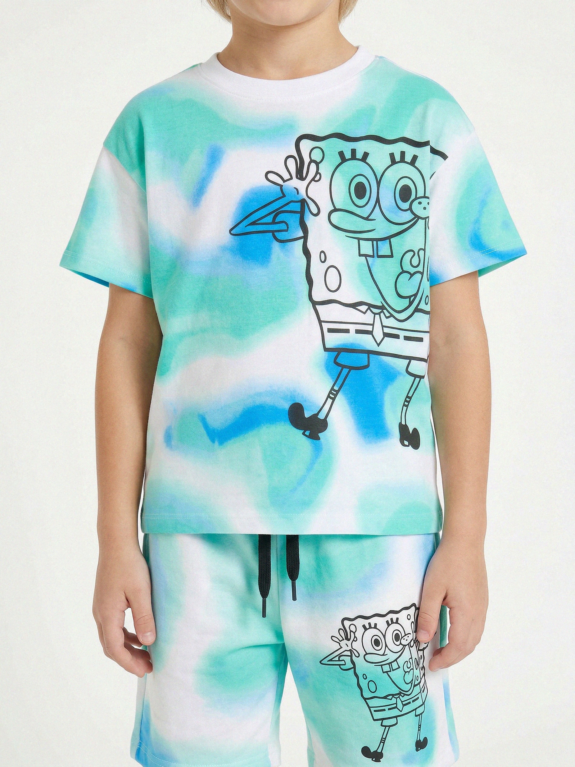 Koszulka tie dye z nadrukiem SpongeBob SquarePants