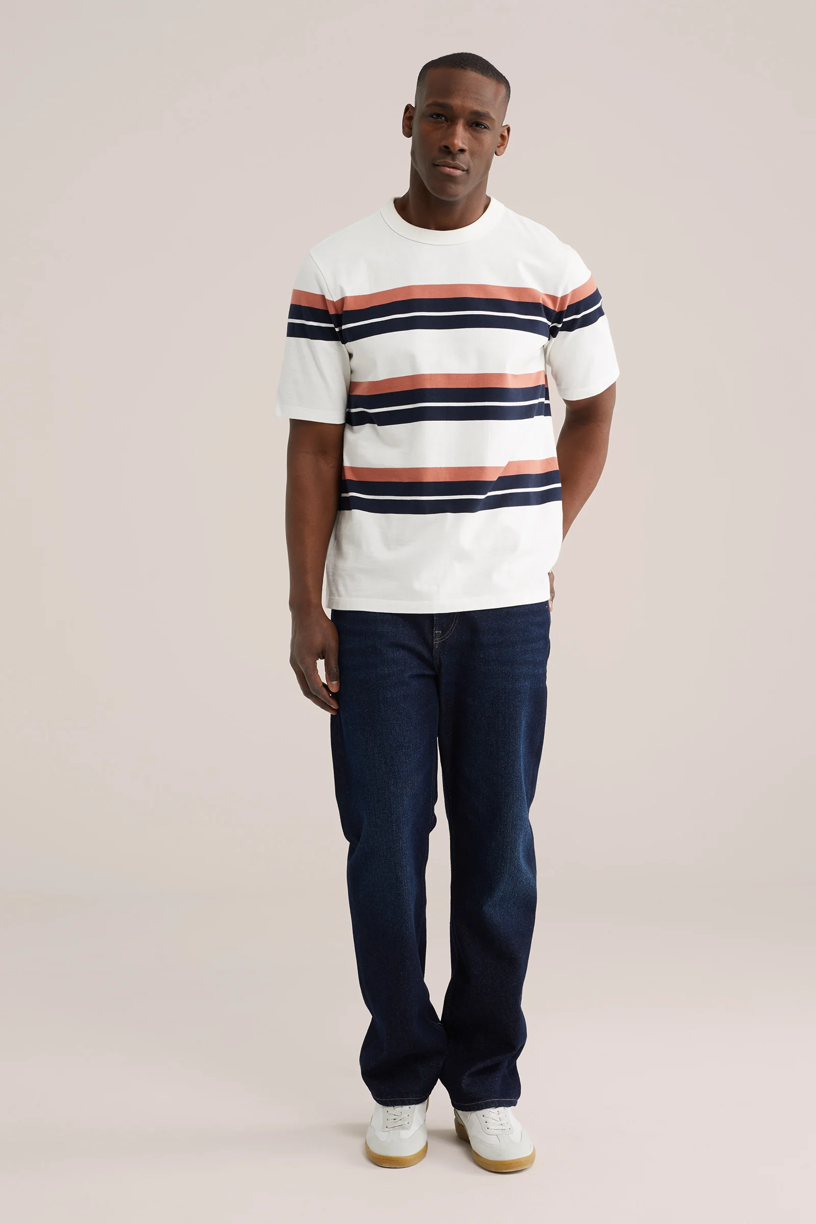 Heren relaxed fit gestreept T-shirt