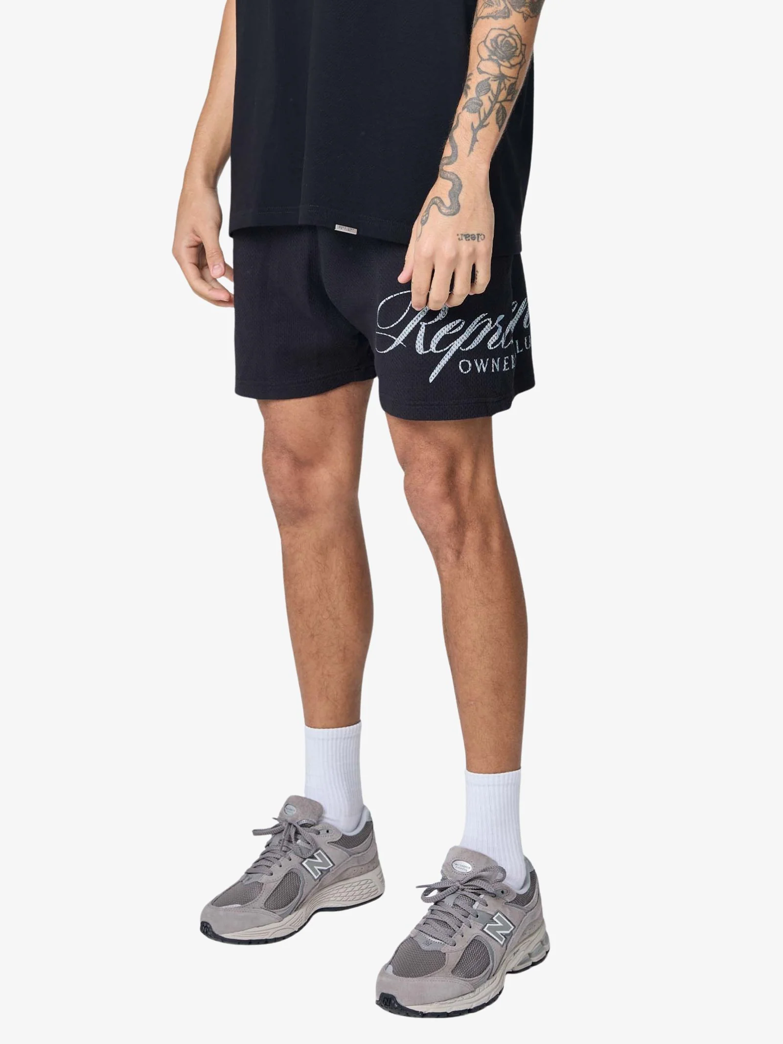 Represent Owners Club Script Mesh Shorts