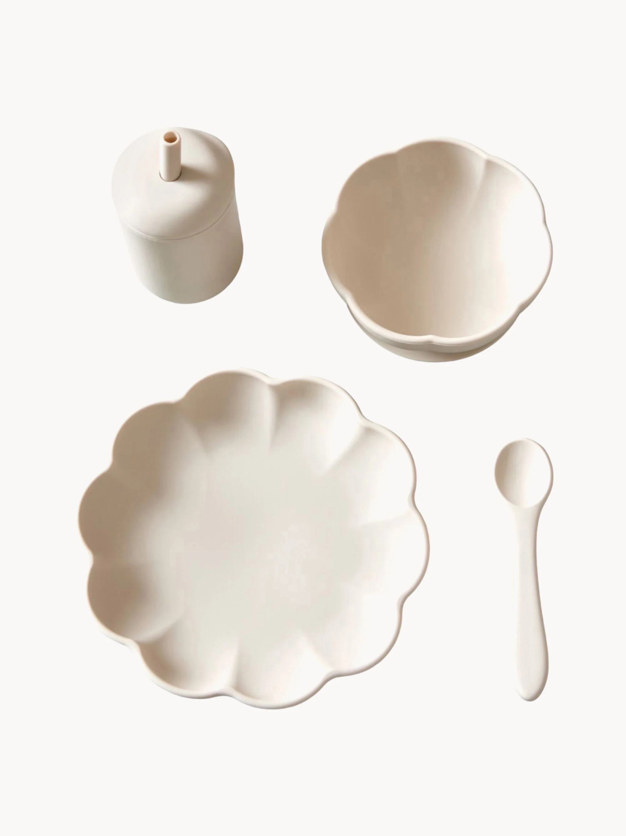 Kinder-Silikon-Esstischset Little Poppy, 4er-Set