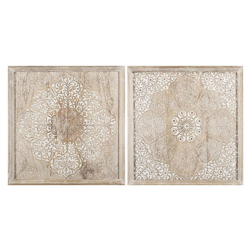 Vanira - Cadres en manguier sculpté blanchi (x2) 60x60