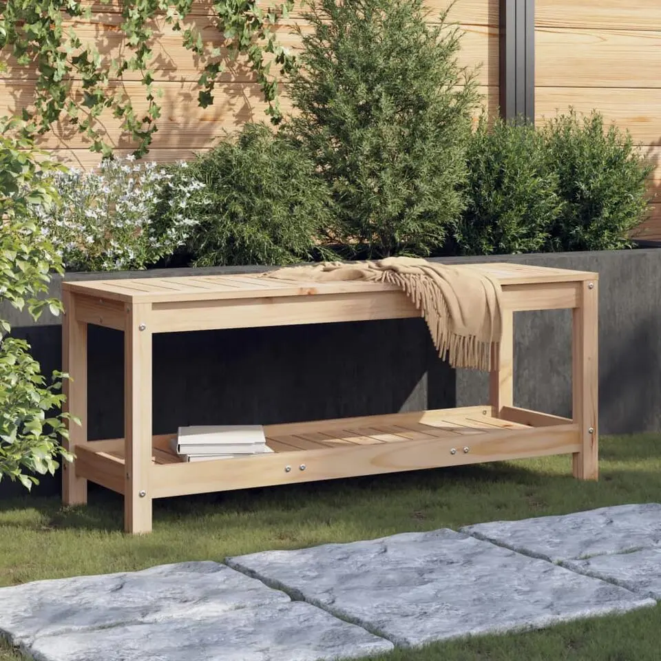 vidaXL - Tuinbank met opbergruimte - Naturel - Massief grenenhout - 108x35x45 cm