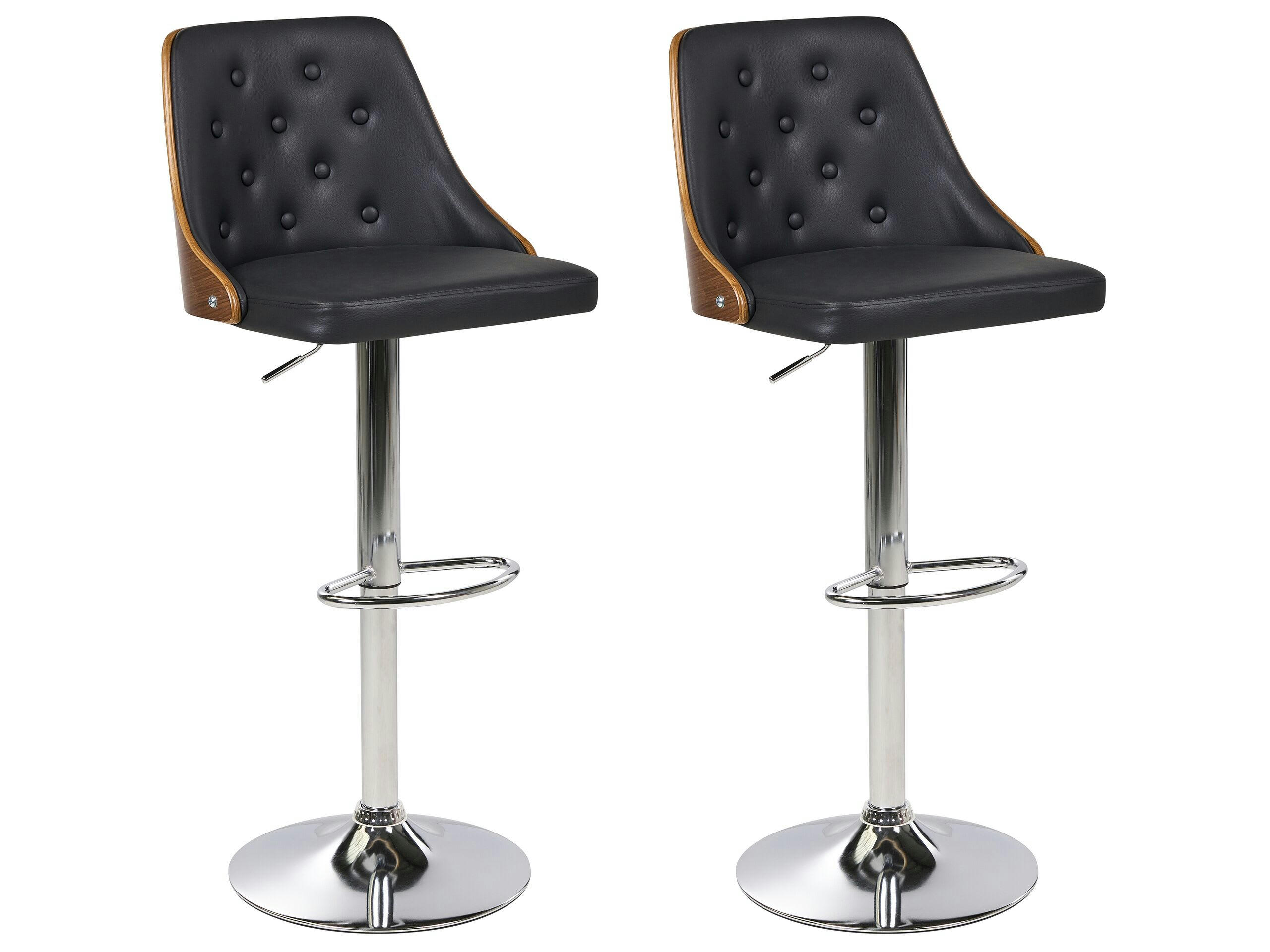 VANCOUVER - Lot de 2 tabourets de bar en cuir PU noir