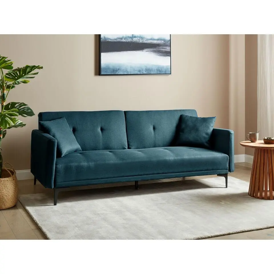 LUCAN - Slaapbank 3-zits - Blauw - Polyester