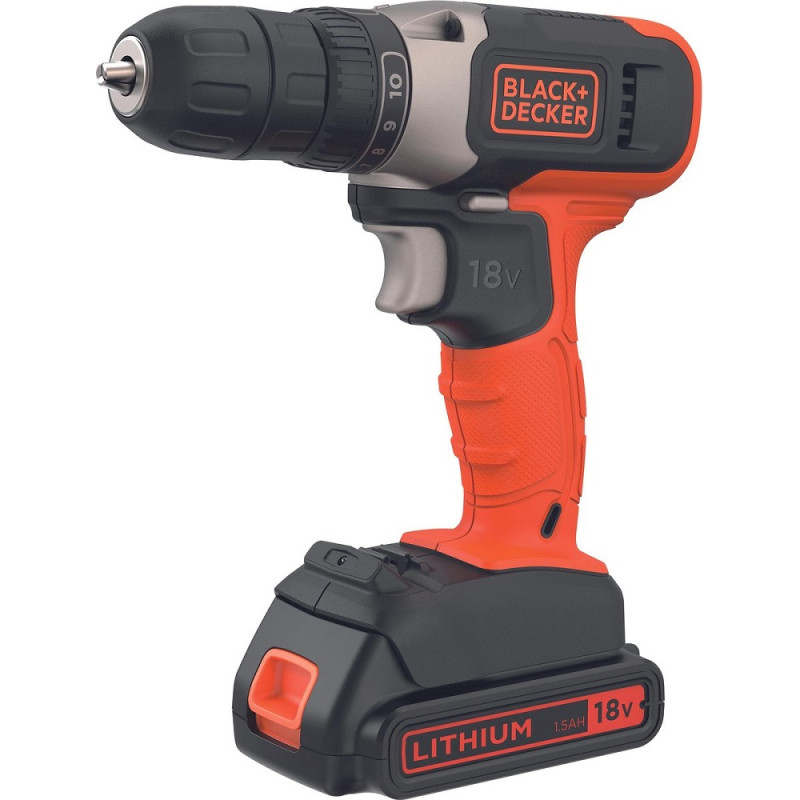 Perceuse visseuse sur batterie avec accessoires BCD001KBA10-QW 18 V BLACK DECKER