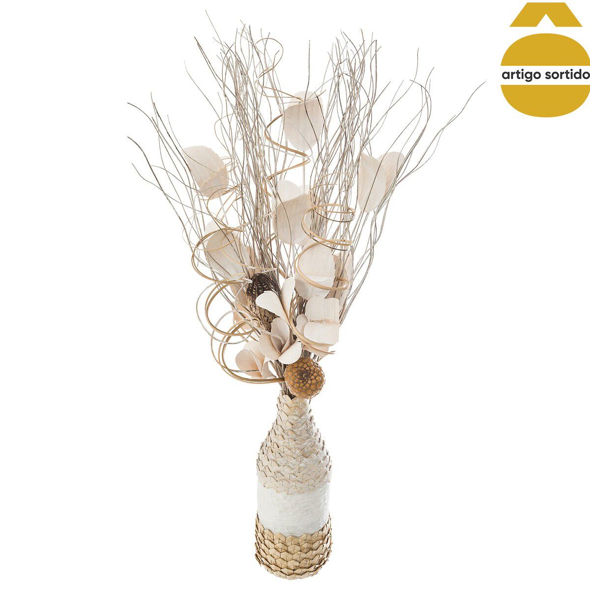 Jarra com flor artificial osier 52cm