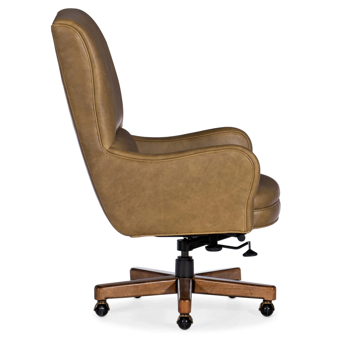 Hooker Furniture EC203 Dayton 31 Wide Leather Executive Swivel Office - Medium Wood / Saddlebag