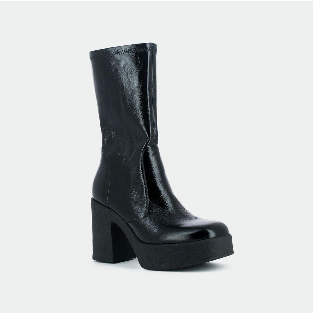 Mi-bottes en cuir vieilli Drice, plateforme