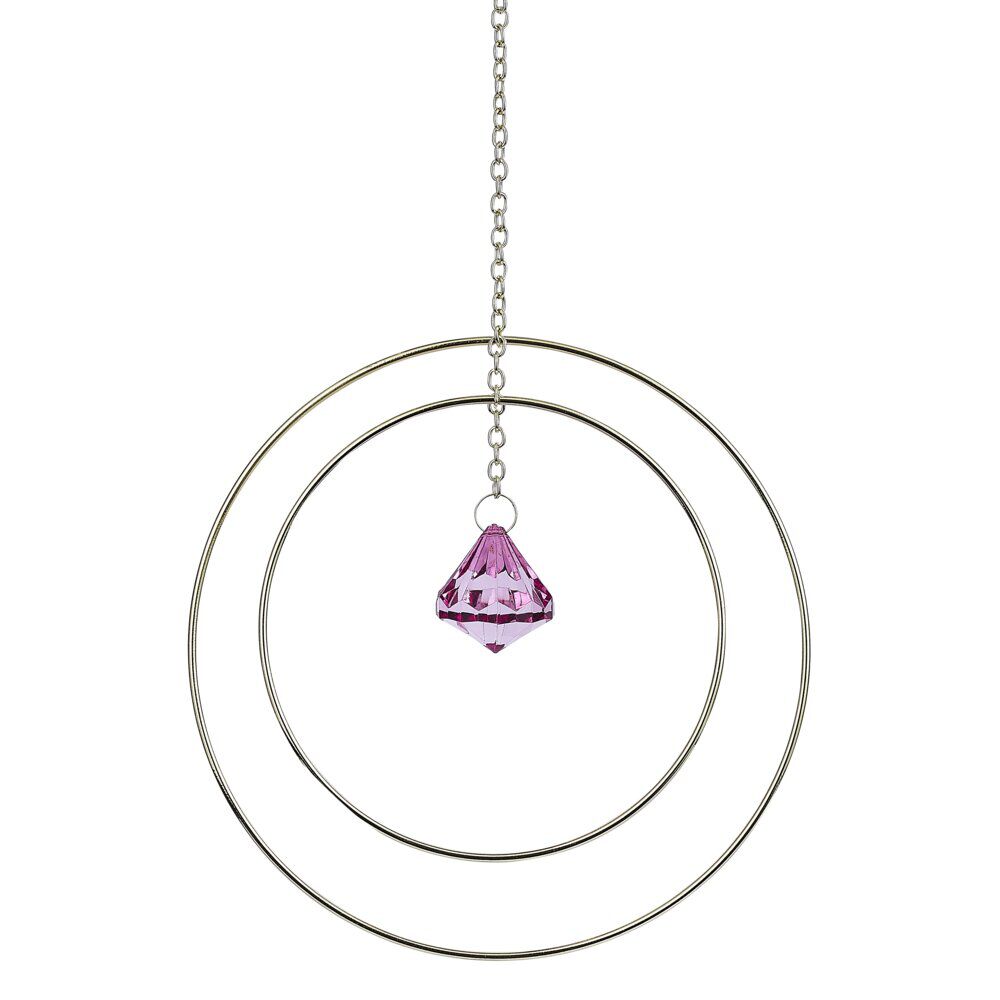 Attrape soleil métal doré pendentif rose 20x3xH70cm