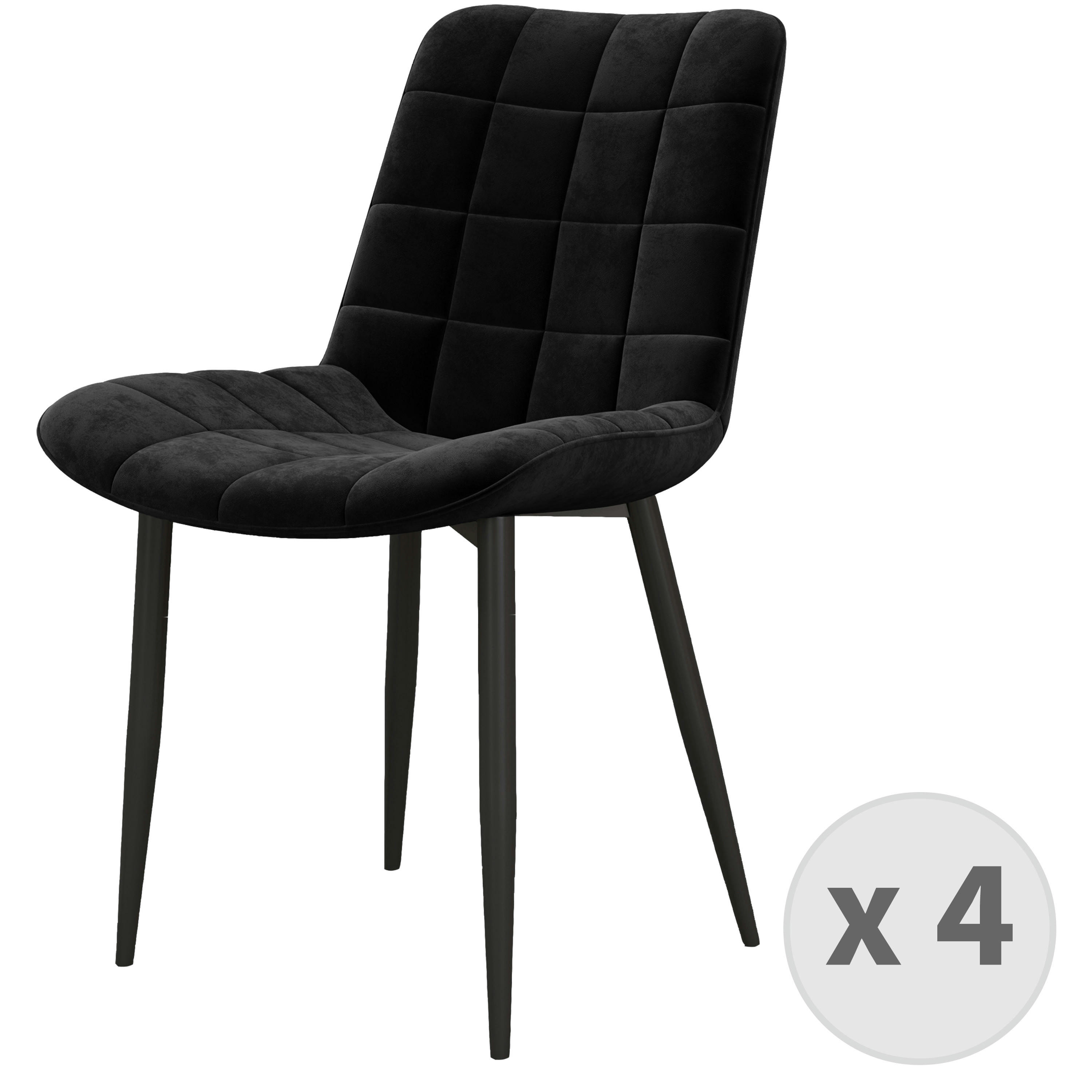 SACHA - Chaise en Velours et métal noir (x4)