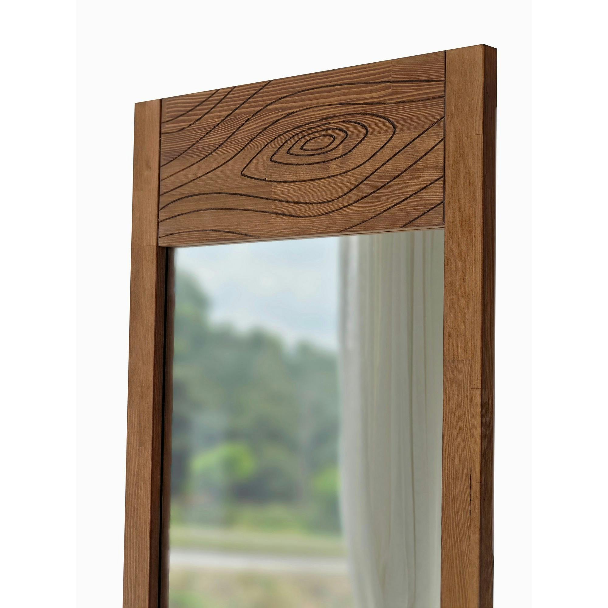Miroir vertical en bois brun - motif tronc d'arbre HILO