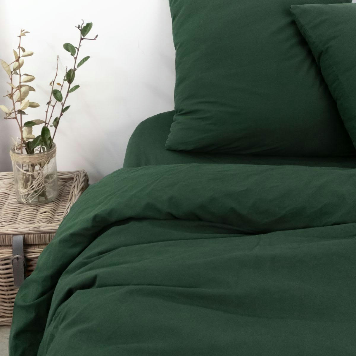 NINON - Housse de couette en percale lavée 260 x 240 cm - Vert