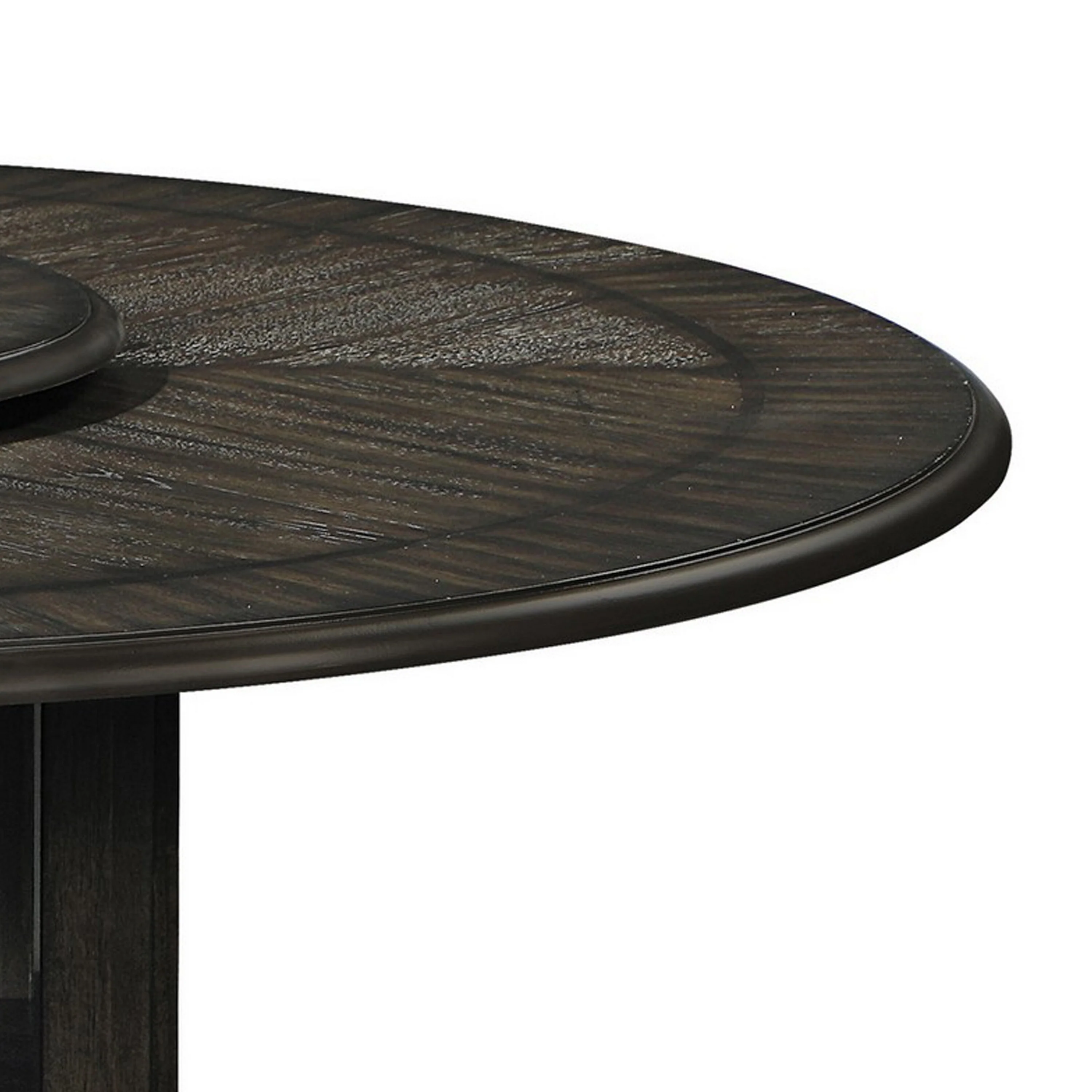 Tipa 60 Inch Round Table, Removable Lazy Susan, Drawer, Cocoa Brown Wood