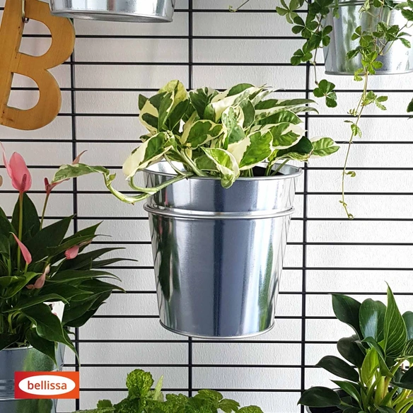 Blumentopfhalter, BxHxL: 20 x 8,5 x 18 cm, silberfarben, Stahl
