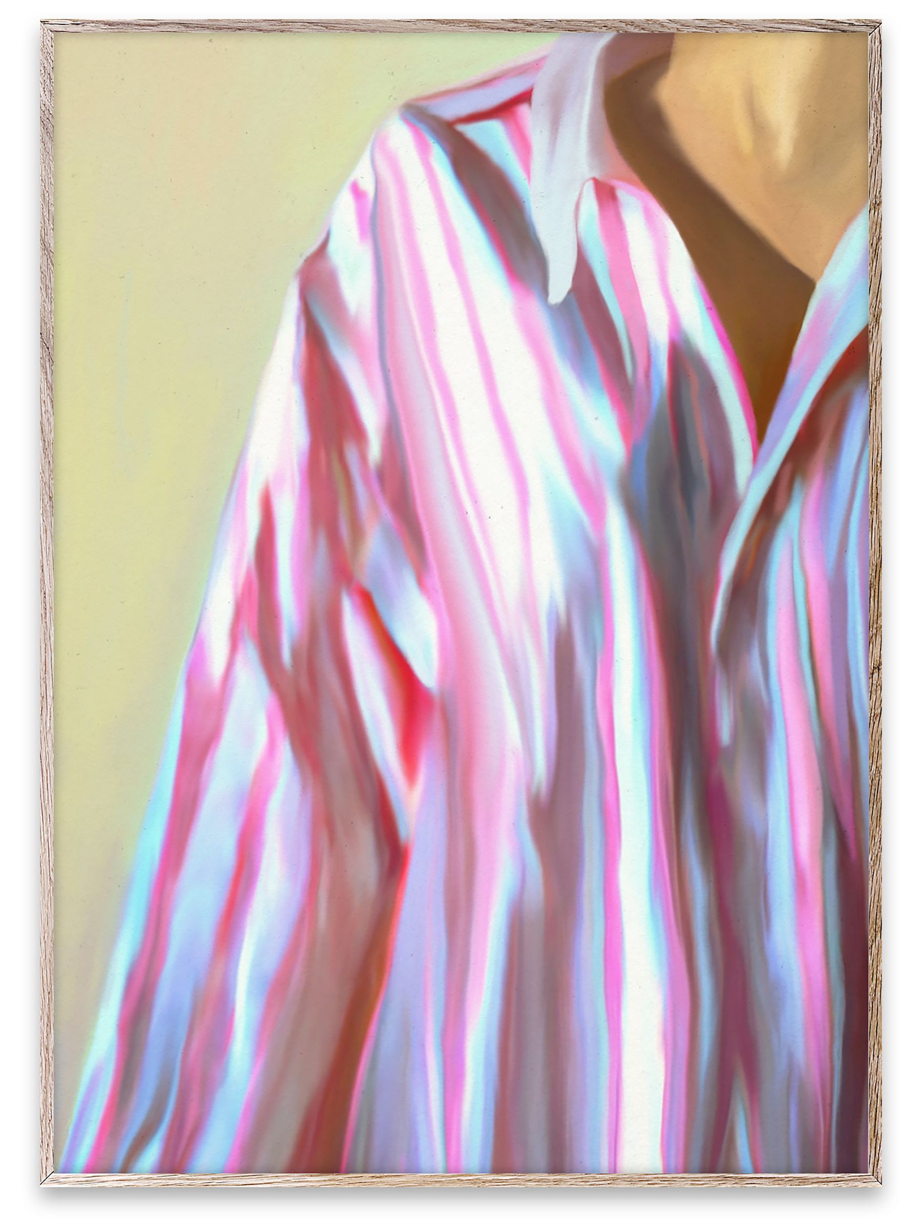 Paper Collective Pink Dad Shirt Framed Wall Art Print in Natural Oak Frame