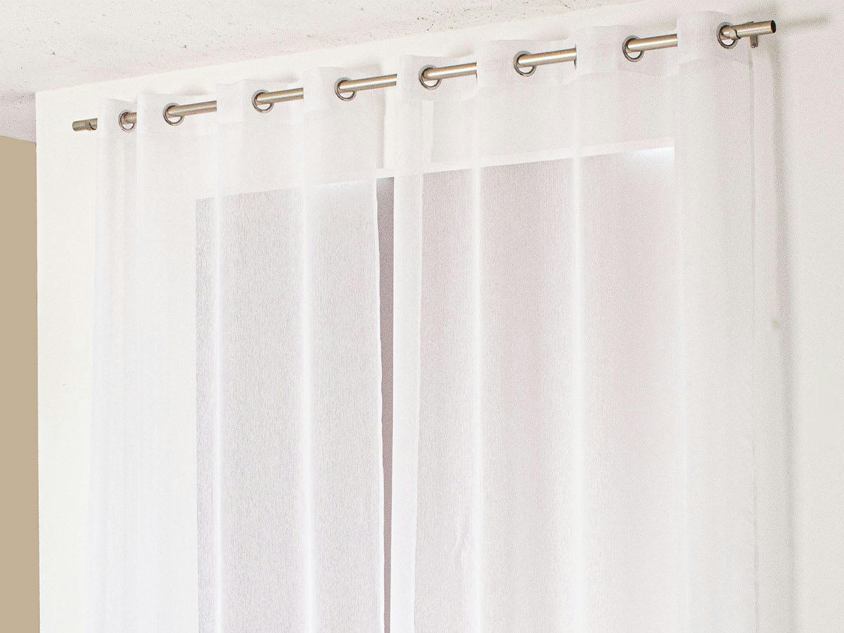 - Voilage uni en polyester sablé blanc 140x280 cm