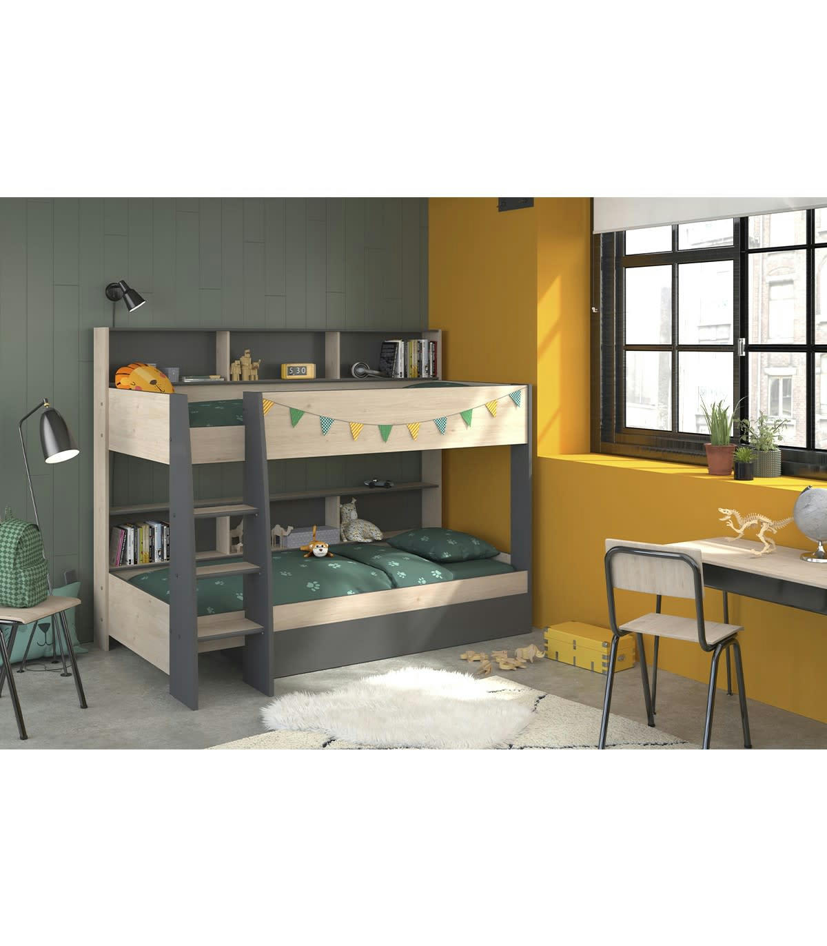 LEO - Lits Superposés avec Niches de rangement - 90x200 cm