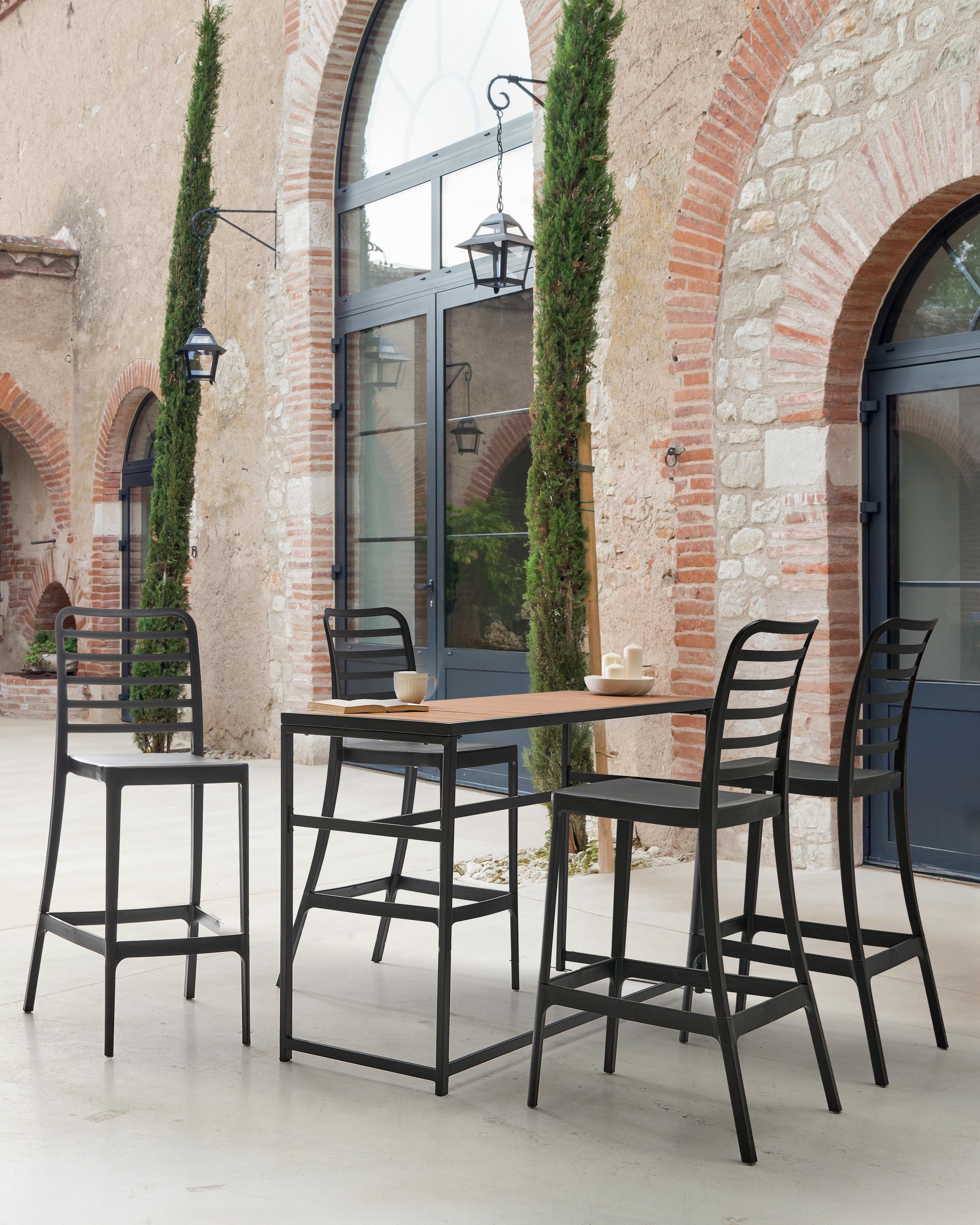 Set of 4 Bar Chairs SECEDA Synthetic Material 2 in 1 Black