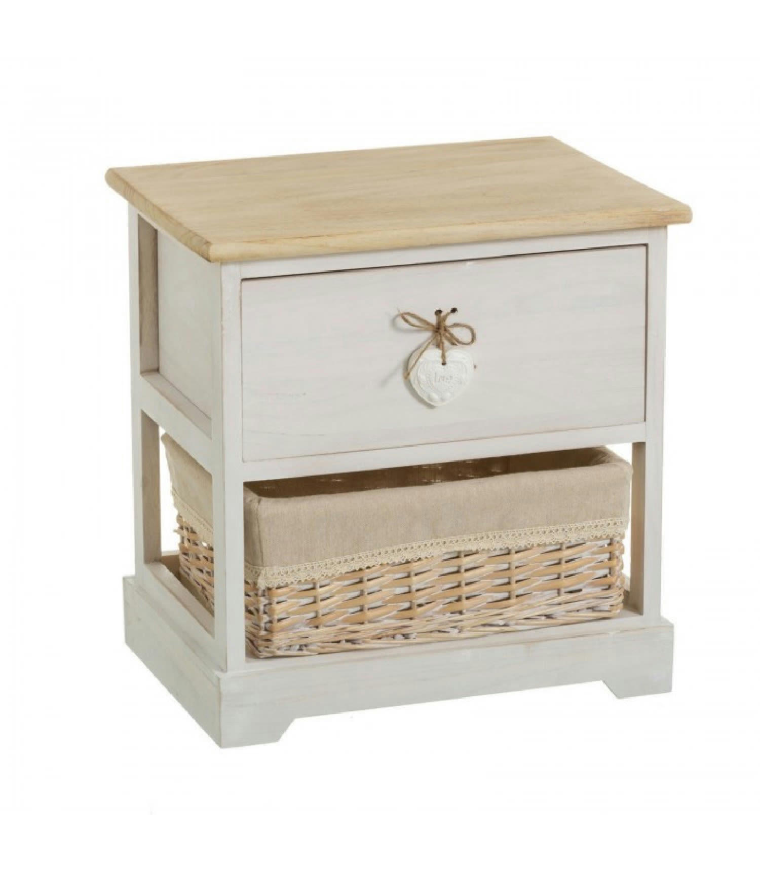 BOIS - Table de chevet bois 1 tiroir + 1 panier