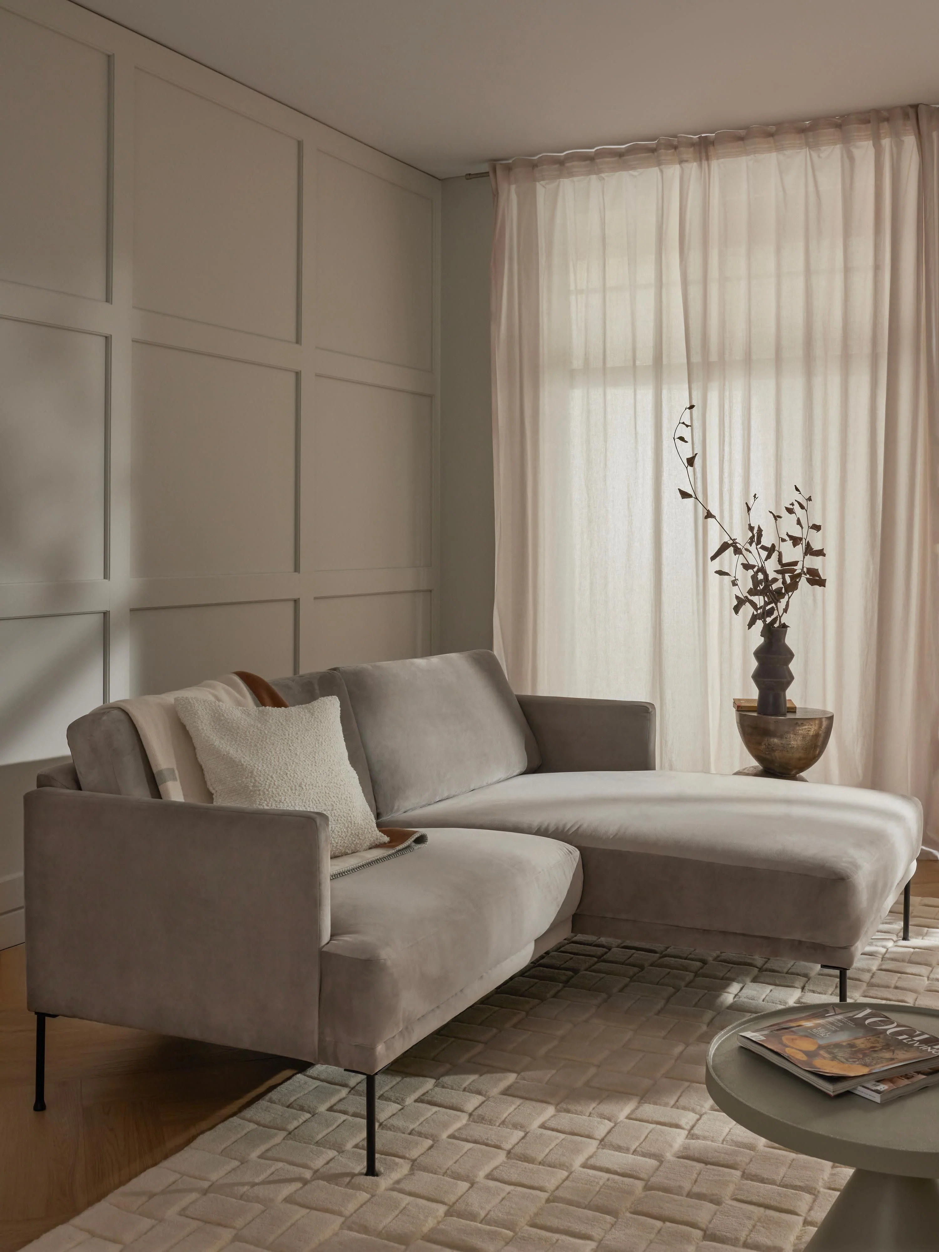 Kleines Samt-Ecksofa Fluente